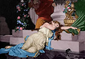 Glauca: Death of Creusa. Engraving. Colored