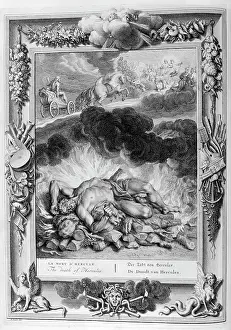 Muses: Death of Hercules. Engraving from Tableaux du