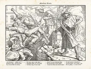 Plumed Cap: Death stands on a barricade