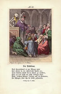 Holbeins: Death stands behind the Preacher and holds