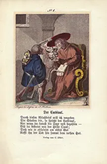 Holbeins: Death taking the hat of the Cardinal as he