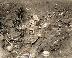 Decking: Debris in abandoned German trench, WW1