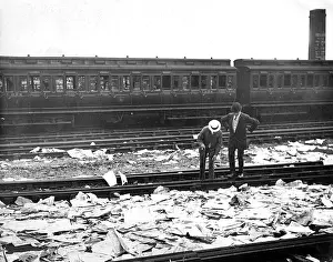 Rioters: Debris following Llanelli railway strike riots, Wales