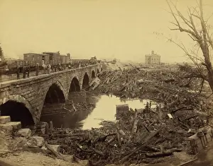 Fatalities: Debris at Pennsylvania Railroad stone bridge, after