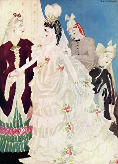 Decolletage: A debutante gets ready for court presentation, 1880s