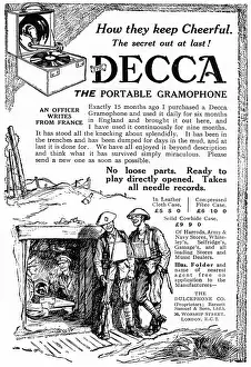 Dugouts: Decca gramophone advertisement, WW1