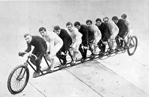 Cycling: The Decemptuple, 10-seat bicycle 1898