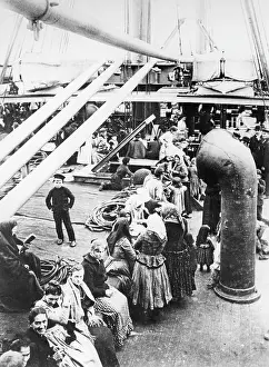 Emigrant: On deck of the emigrant ship Vaterland, around 1900