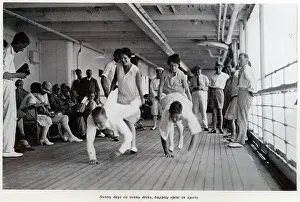 Cruises: Deck race on cruise liner, Empress of Australia