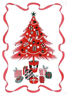 Nicola: Decorated Christmas tree with presents below