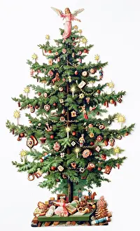 Bauble: Decorated Christmas tree with toys below