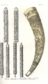 Runic: Decorated horn and Runic tablets of the Vikings