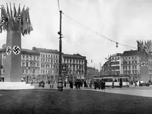 Fuehrer: The decorated Oranienplatz in Berlin, 1939