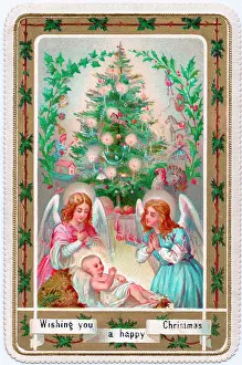 Bauble: Decorated tree on a Christmas card