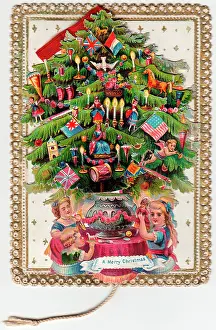 Bauble: Decorated tree on a Christmas card