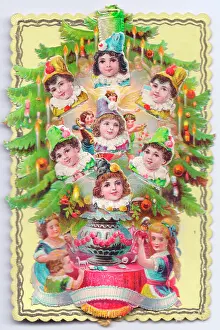 Bauble: Decorated tree on a Christmas card