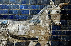 Babylonian: Decoration with aurochs and dragons in the Ishtar Gate. 6th