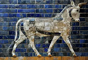 Babylonian: Decoration with aurochs and dragons in the Ishtar Gate. 6th