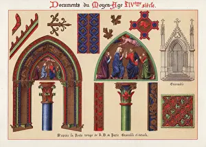 Moyen Age: Decorations on the cathedral doors of the red