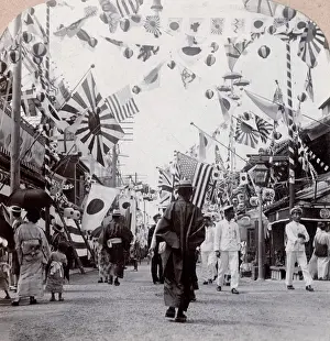 Dori: Decorations and flags, Benten Dori, Japan, c.1900