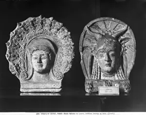 Antefix: Two decorations with heads of