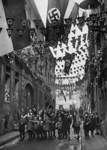 Flagged: Decorations for Hitler's birthday, 1934