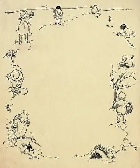 Letterhead: Decorative border of children, by Muriel Dawson