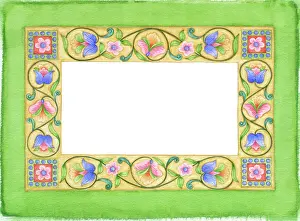Scrolling: Decorative border with flowers & scrolling foliage