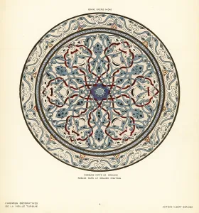 Iznik: Decorative ceramic tile rosette with lattive and