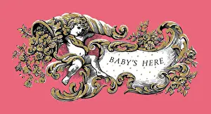 Cornucopia: Decorative frame with cherub and cornucopia