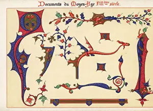 13th Century: Decorative initial letters and borders from a