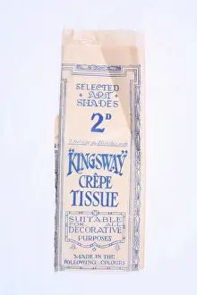 Fonts: Decorative packaging material for Kingsway Crepe Tissue