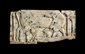 Levantine: Decorative plaque with relief of a cow and calf