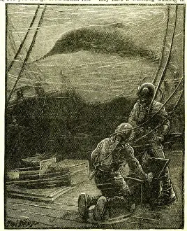 Shipwreck: Deep sea divers at work underwater