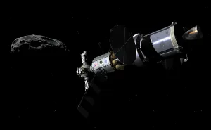 Stay: A Deep Space Mission Vehicle approaching an asteroid