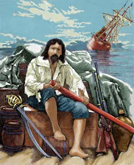 Lifeboat: Defoe, Daniel (1660-1731). Robinson Crusoe rescuing of the b