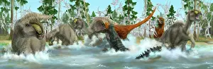 Alligator: Deinosuchus and Bistahieversor attack a herd of