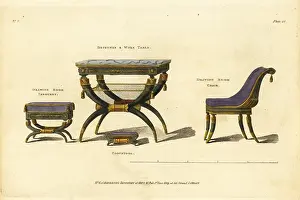 Interior Decor: Dejeuner and work table, drawing room tabouret