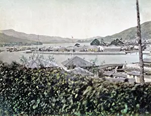 Nagasaki: Dejima, the foreign settlement in Nagasaki, Japan, circa 188