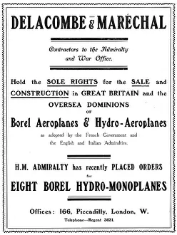 Delacombe: Delacombe & Marechal - Constructors Of BOREL Aeroplanes 1913