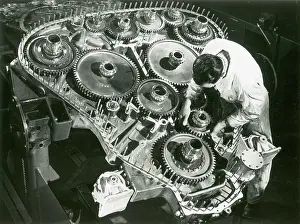 Compression: Deltic engine, final gear is being fitted