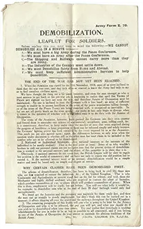 Demobilization: Demobilization leaflet for soldiers