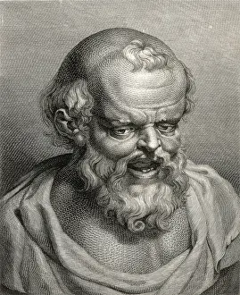 Democritus: Democritus, Greek philosopher, engraving after Rubens