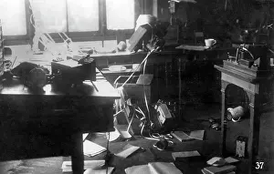 Vandalism: Demolished telephone sets in the building of