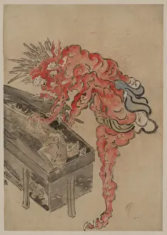 Ibaraki: Demon, possibly Ibaraki, opening a box