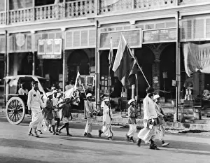 Schoolboys: Demonstrating schoolboys in Lucknow, 1930