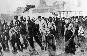 Industrialisation: Demonstrating workers, around 1890