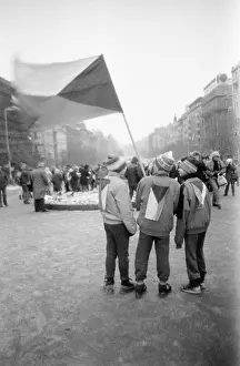 Hroch: Demonstration - flag - children - youngsters
