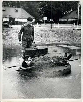 Chobham: Demonstration of Hoversled Ambulance, Chobham, Surrey