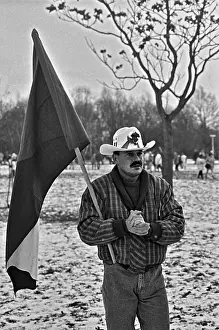 Impeachment: Demonstration - man - flag - Letna